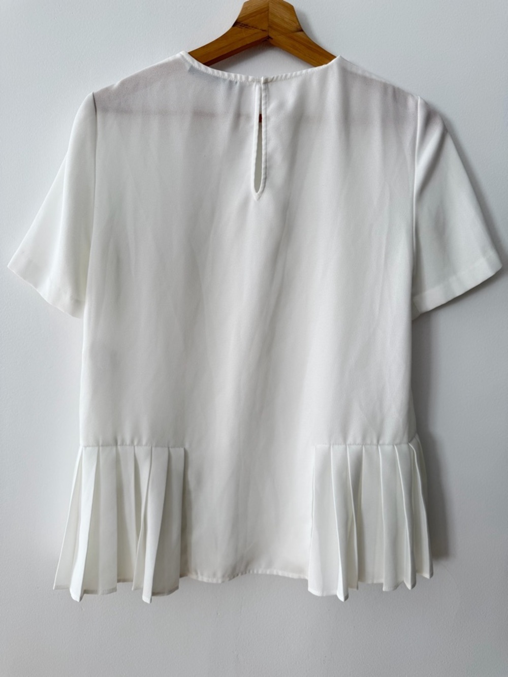 Zara White Short Sleeve Pleated Peplum Blouse XS - Picture 3 of 12